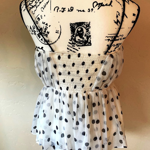 Anthropologie Girls of Savoy White top with Navy polka dots size 4 - Picture 4 of 5